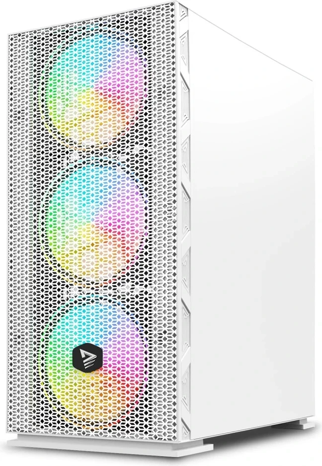 Ohišje za računalnik SAVIO Raptor White X1 ARGB Glass/Mesh, belo