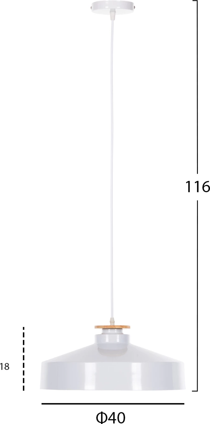 Stropna viseča svetilka FH4159.02 bela kovinska kapa Φ40x116Hcm