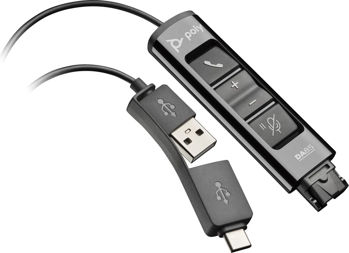Adapter USB za Quick Disconnect DA85, Plantronics/Poly, USB-A/USB-C, črn