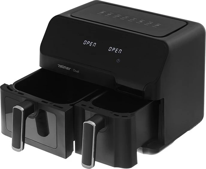 Dvojna friteza na vroč zrak, Zelmer ZAF 9000, 5,5 l + 3,5 l, 2700 W, črna
