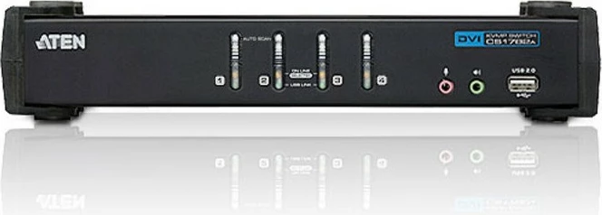 KVM stikalo 4-vratno USB DVI z zvokom in USB 2.0 hub ATEN