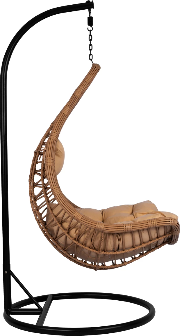 Viseče gnezdo LUCIA FH5676.01 iz bež ratana in blazin - črna kovina Φ95Χ195Hcm