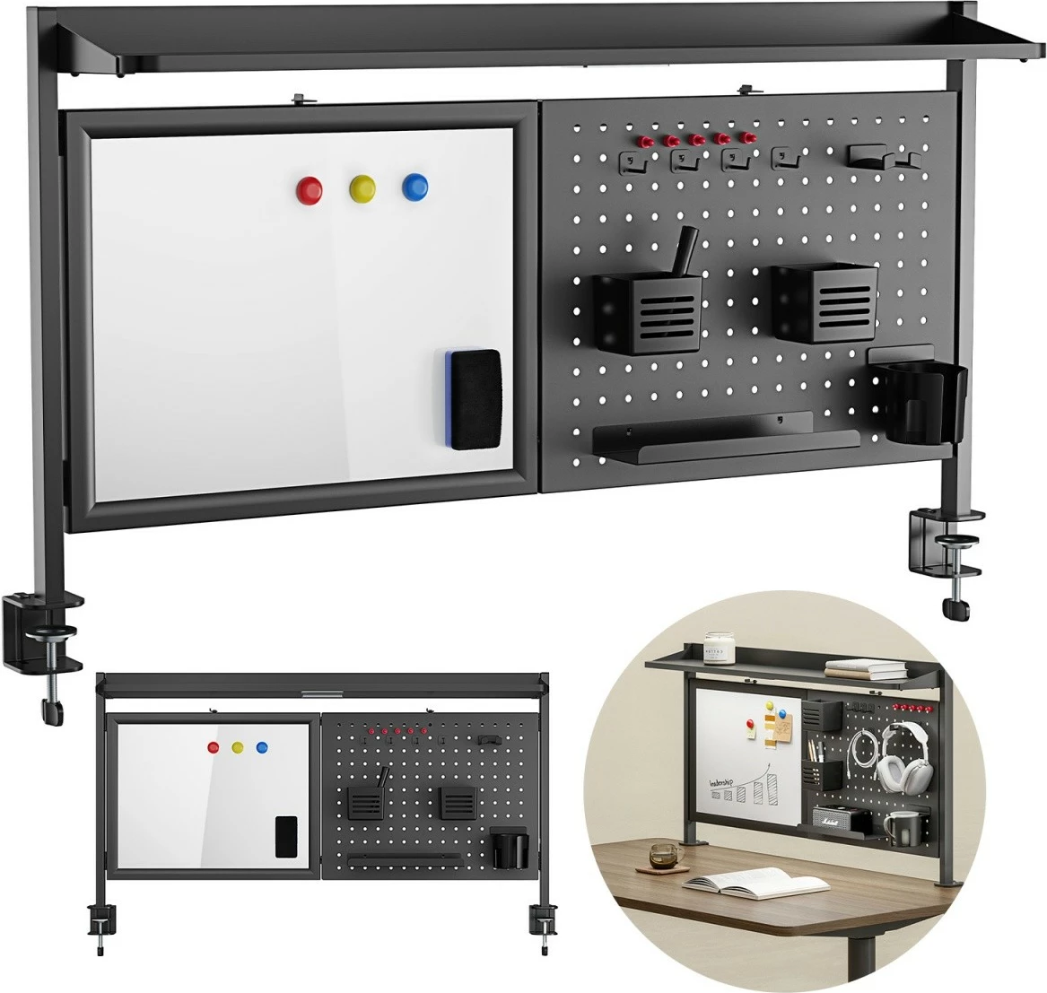 Razdelilec za mizo z dodatki Ergo Office ER-301B, črn