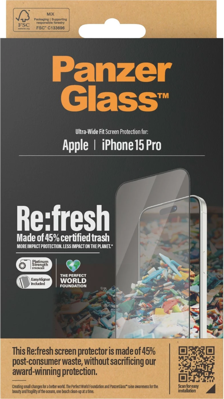 Zaščita zaslona PanzerGlass za iPhone 15 Pro, prozorna