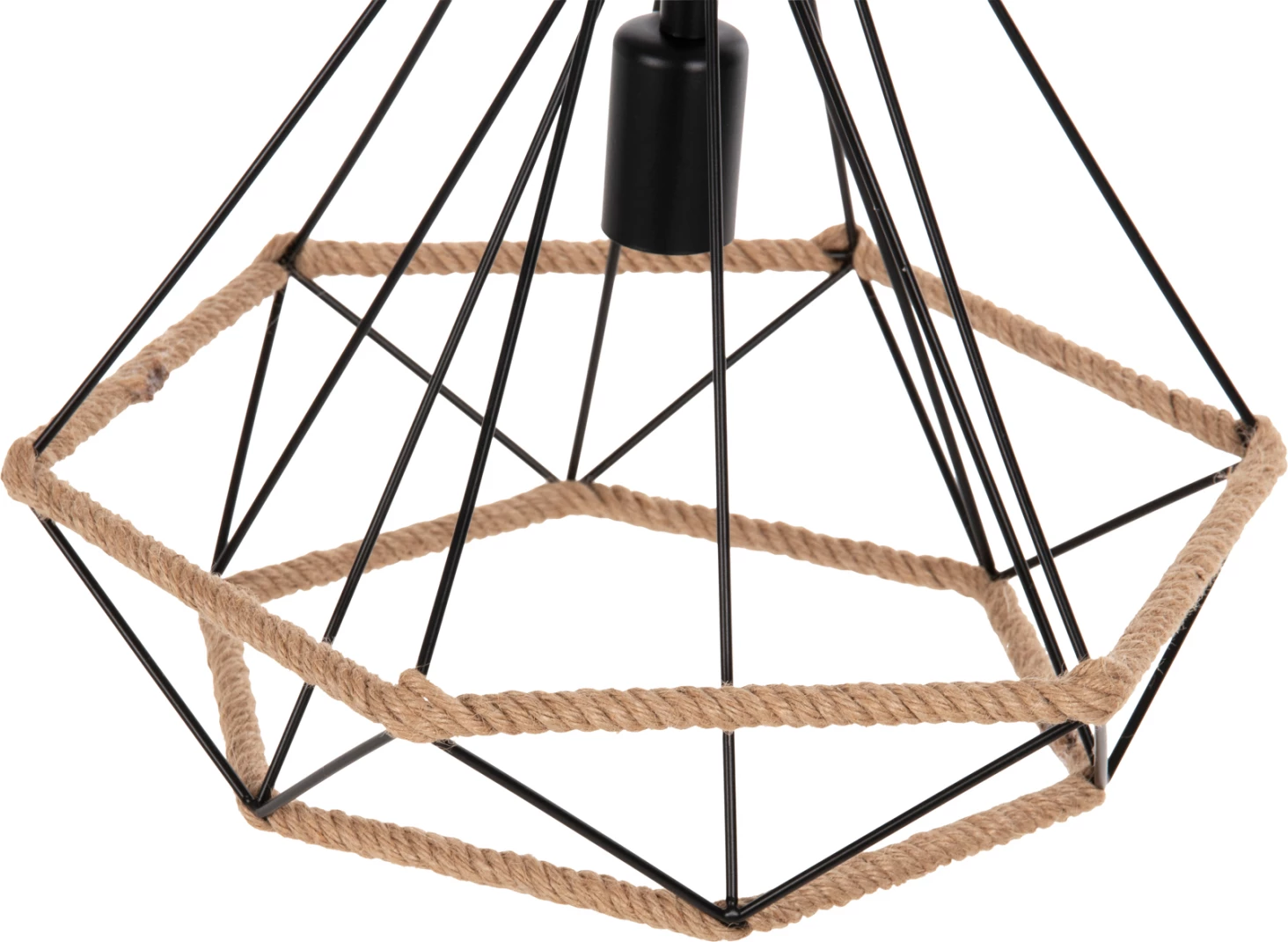 Stropna viseča svetilka FH4062 črna kovina-vrv 33x37x128Hcm