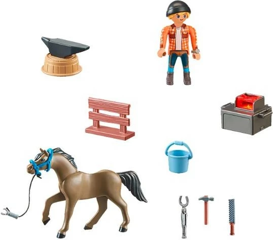 Igralni set Konji 'Horses of Waterfall' 71357, Playmobil — kovalec Ben in konj Achilles