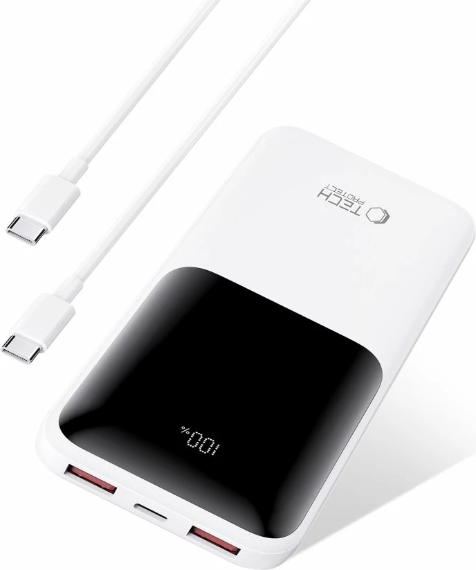 Powerbank 10000 mAh 22,5 W, bel — Tech-Protect PB01