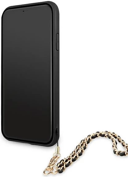 Ovitek Saffiano z verigo Guess za iPhone 11/XR 6,1", črn