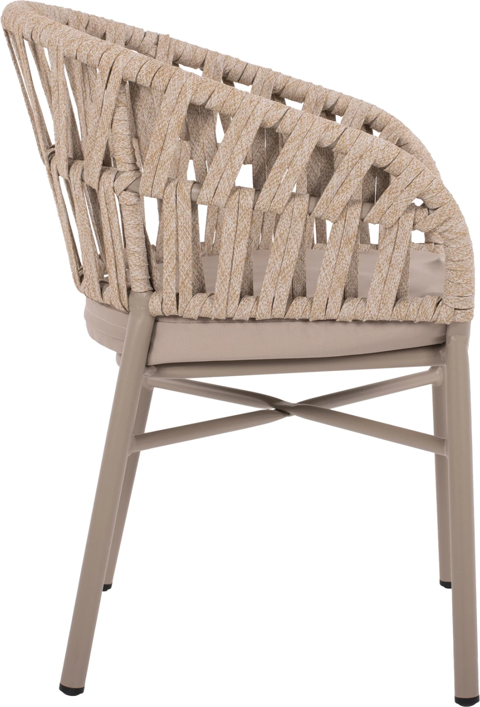 Aluminijast stol z bež vrvjo, barva svetla moka, 57x56x78 cm, FH5857.03