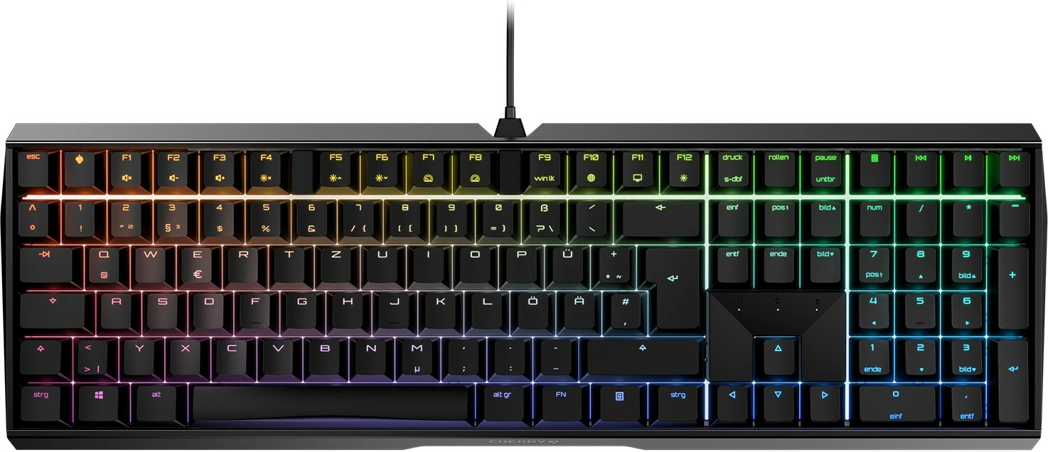 Mekančna tipkovnica Cherry MX 3.0S RGB, žična, USB, QWERTZ, RGB LED, črna