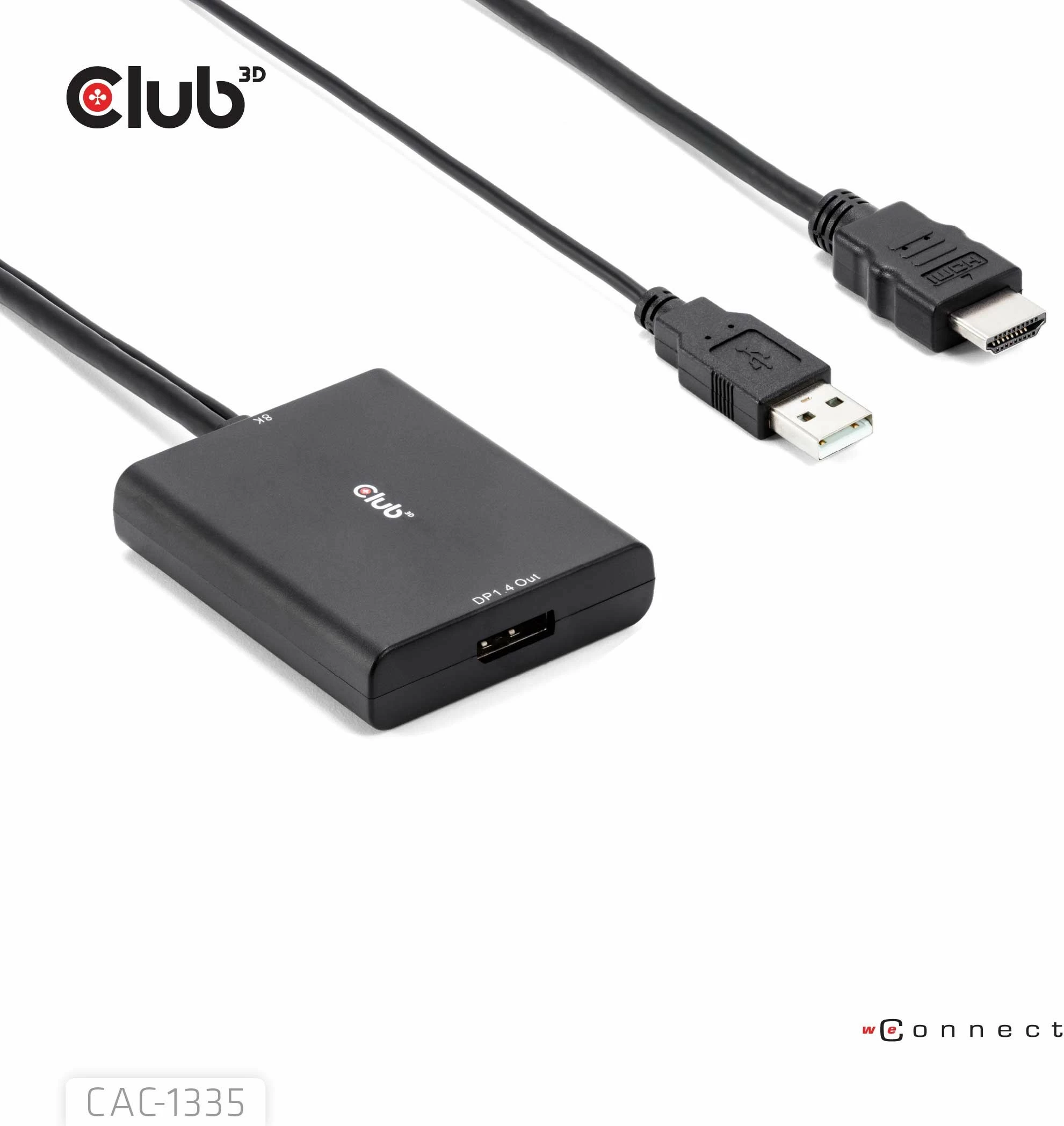 Aktivni adapter HDMI + MicroUSB v DisplayPort 4K 120Hz, 1 m, črn Club3D