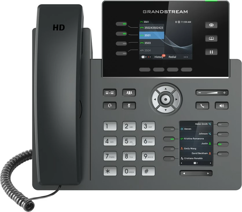 IP telefon Grandstream GRP2614, 4 linije, 2000 stikov, črn