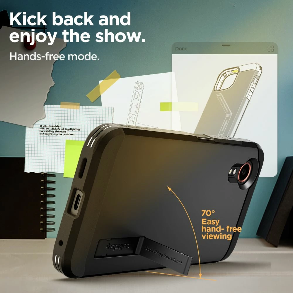 Ovitek za telefon Tough Armor Spigen za Samsung Galaxy XCover 7, črn