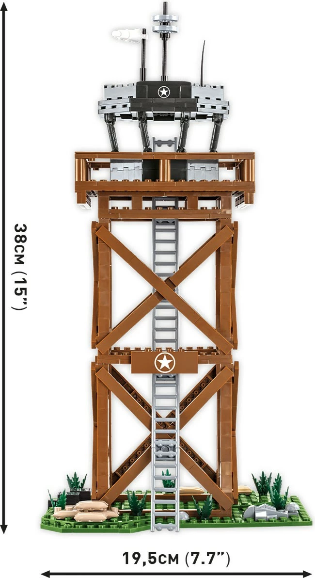Gradbeni set katedra kontrole U.S. Control Tower Cobi Klocki, 664 kosi, z figuricami in motorjem