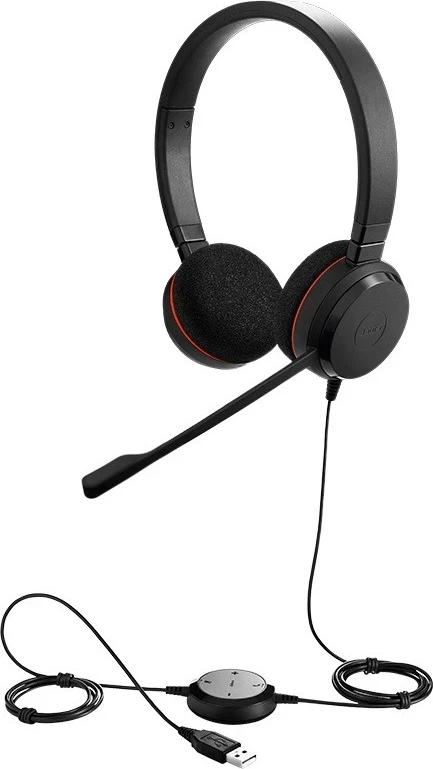 Slušalke z aktivnim dušjenjem hrupa Jabra Evolve 20 Duo MS, črne