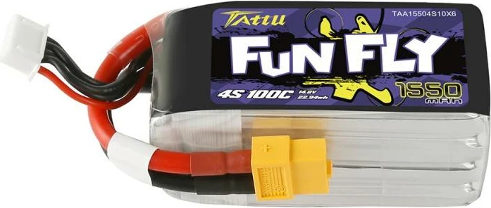 Litij-Polimerna baterija Tattu Funfly 1550mAh 4S1P 100C, za dron, črna