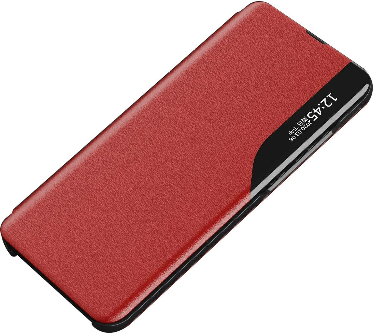 Etui za Samsung Galaxy A73 Hurtel Eco Leather View, pokrov in stojalo, rdeč