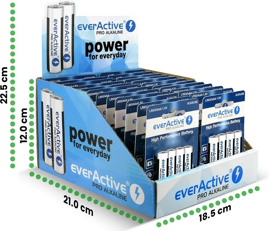 Alkaline baterije LR03/AAA, everActive, 96 kos, razstavno pakiranje
