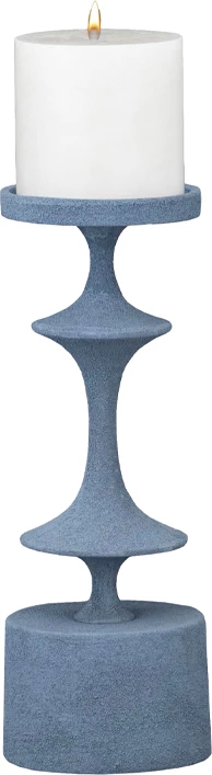 Svečnik, aluminij, modra, 12,5x12,5x34 cm MOMENTS