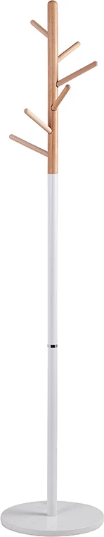 Stojalo za plašče, kovina, belo-naravno, D37x169 cm Marianna