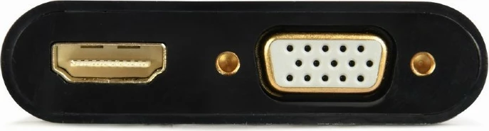 Adapter HDMI (moški na HDMI ženski + VGA ženski), z avdio in napajalnim priključkom, 15 cm, črn, Gembird A-HDMIM-HDMIFVGAF-01