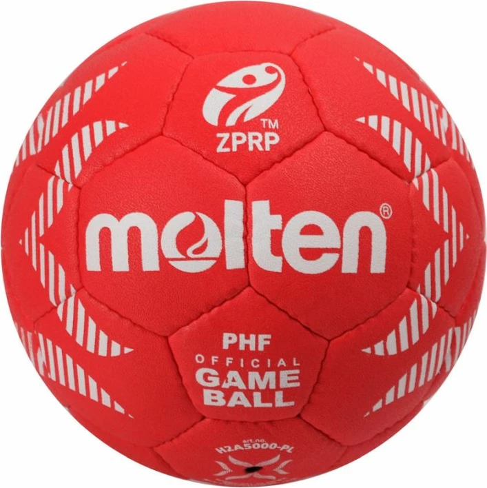 Tekmovalna žoga za rokomet, Molten 5000 H2A5000-PLZPRP, rdeča