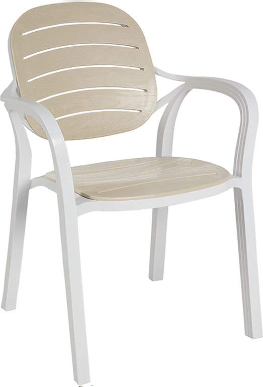 Stol z naslonjali Gentle Pakoworld, PP, bela-kapučino