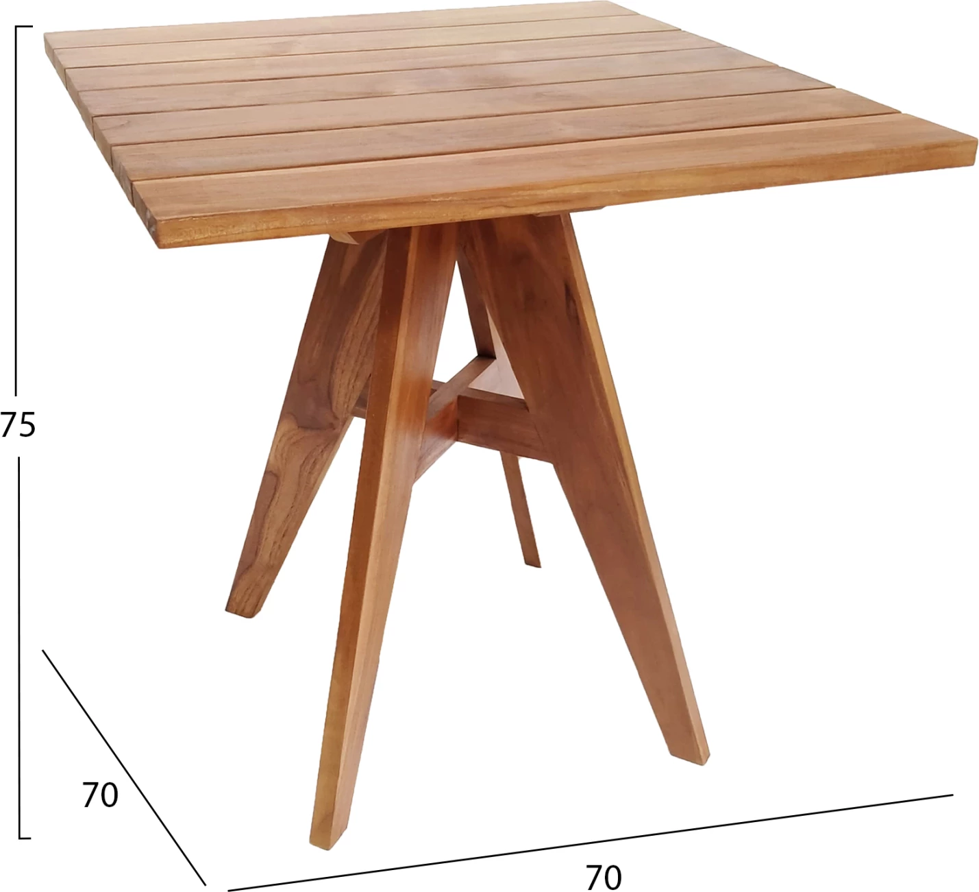 Kvadratna zunanja jedilna miza LEO FH9918 iz tikovine 70x70x75H cm