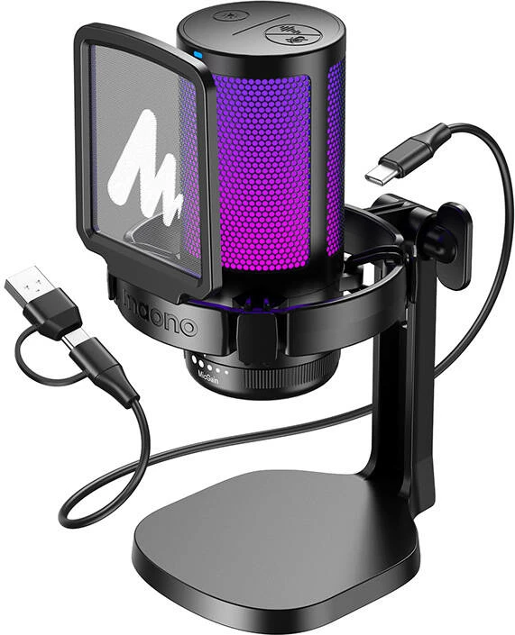 Gaming mikrofon Maono DGM20, kondenzatorski, kardioidni, z RGB osvetlitvijo, črn