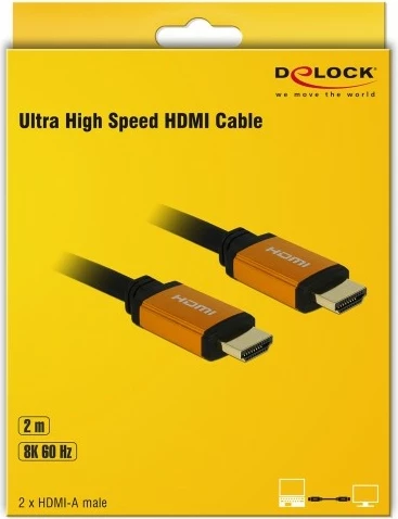 Ultra High Speed HDMI kabl, 2 m, 8K, eARC, črn — DeLOCK 85729