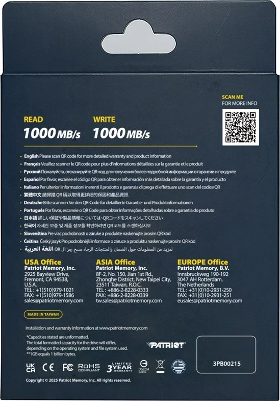 Zunanji SSD 512 GB, USB Type-C Patriot Memory Transporter Lite, črn