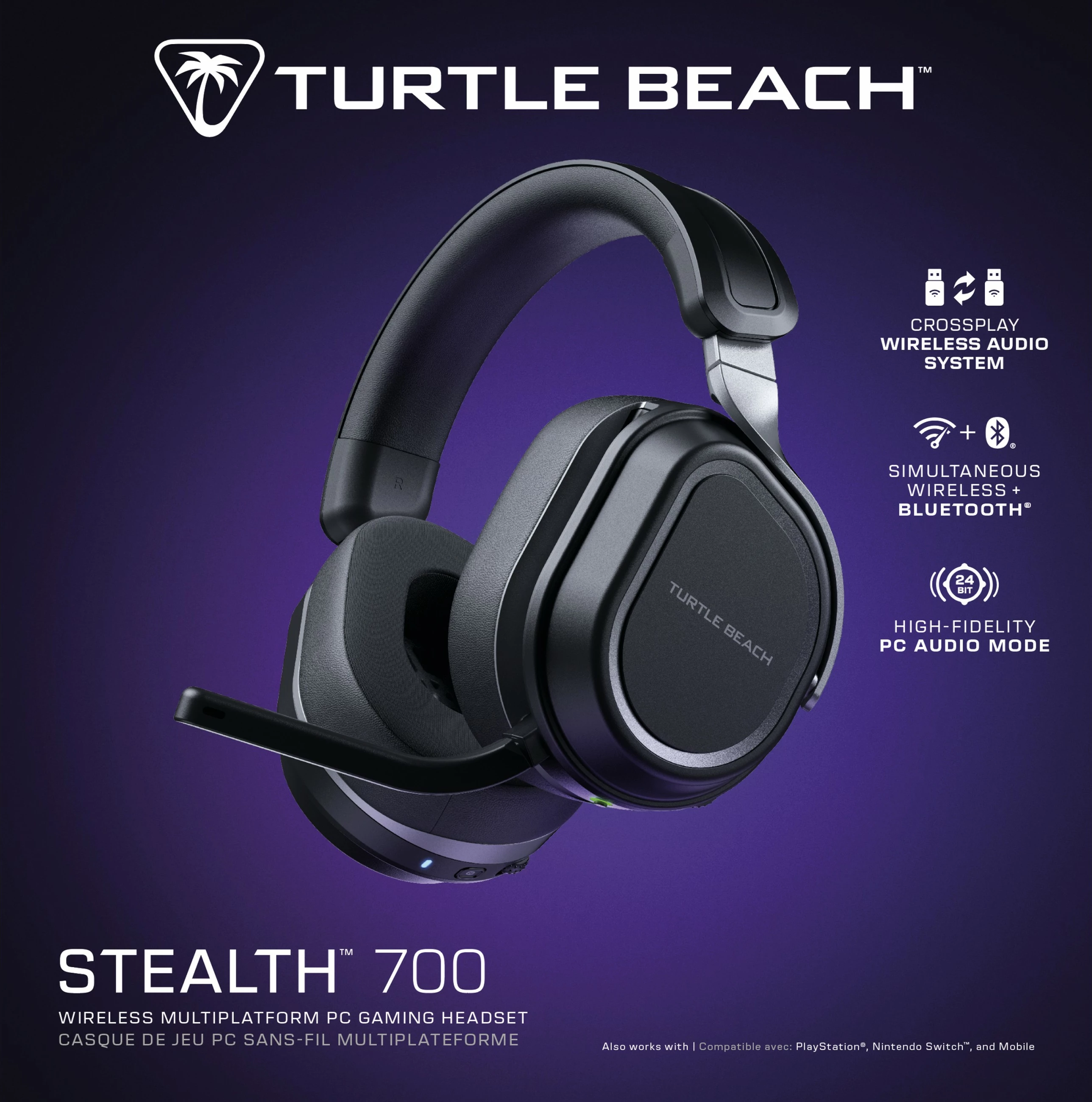 Gaming slušalke Turtle Beach Stealth 700, z žico in Bluetooth, črno/sive