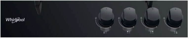 Plinska kuhalna plošča, Whirlpool AKT616NB, 4 gorilniki, steklo, črna