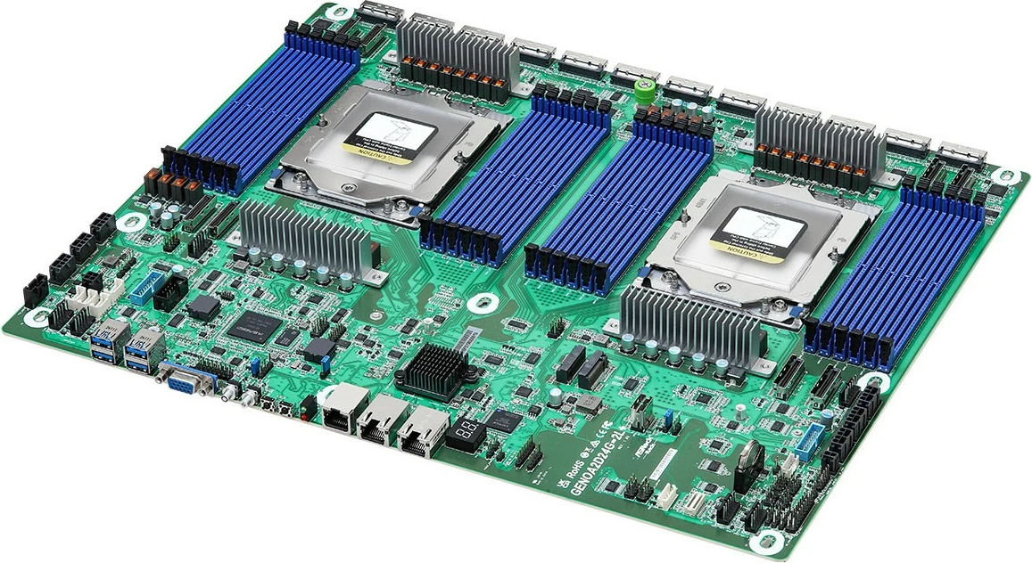 Matična plošča ASRock GENOA2D24G-2L+, Dual Socket SP5, DDR5, za strežnik, zelena/siva