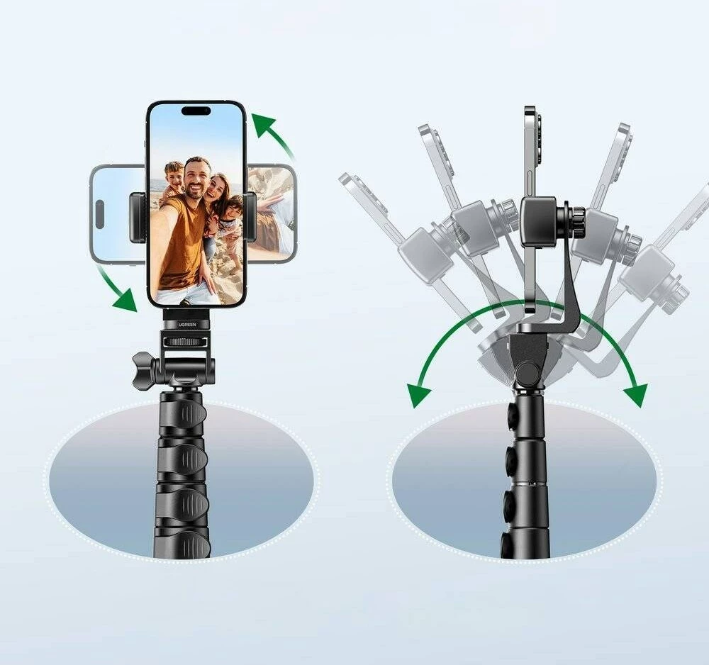 Selfie palica z integriranim stojalom in daljinskim upravljalnikom UGREEN LP680, 1,8 m, črn