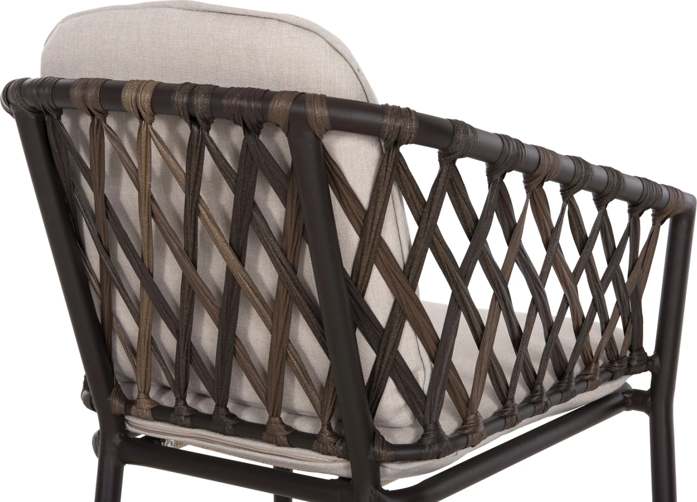 Aluminijasti naslanjač BOLLY FH6080 rjav okvir-sintetični ratan v rjavo-bež blazinah 58,5x67x86Hcm, set 4 kosov