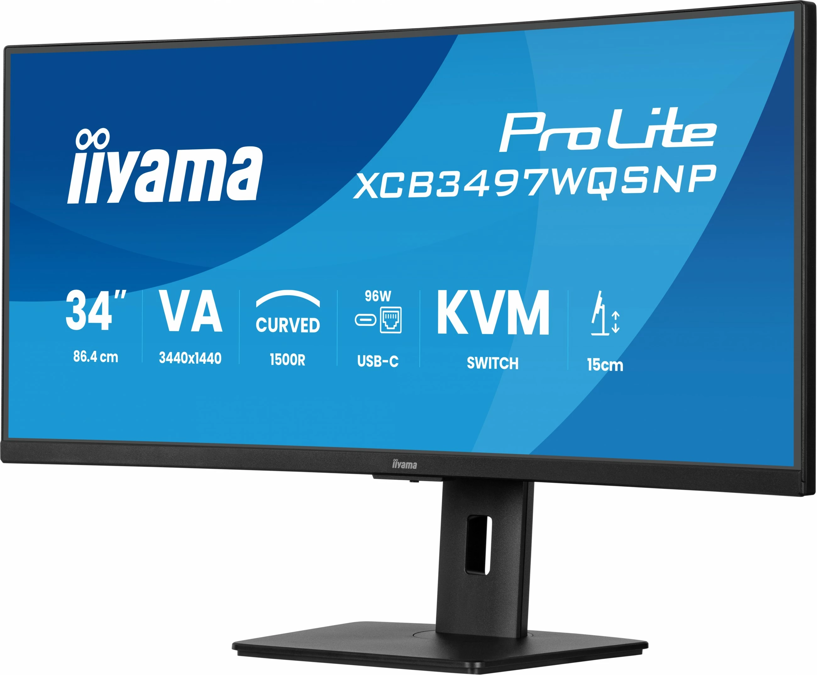 Ukrivljen 34" UltraWide Quad HD monitor iiyama ProLite XCB3497WQSNP-B1, LED, črn
