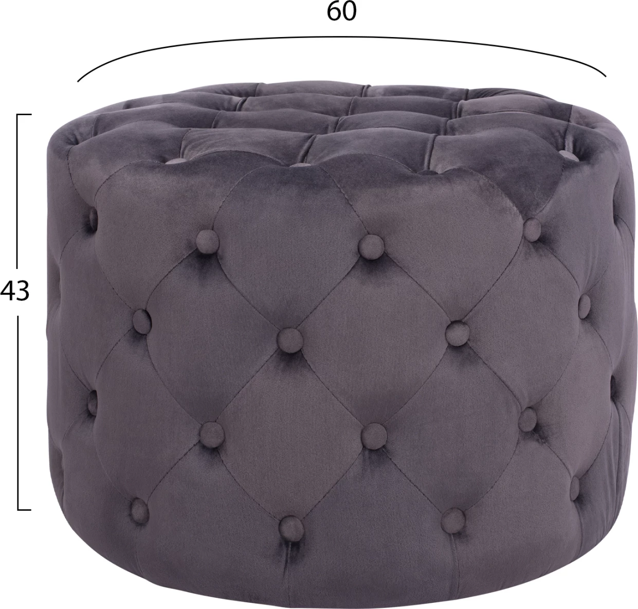 Žametni stol Kassie FH8406.01 sive barve Chesterfield tip