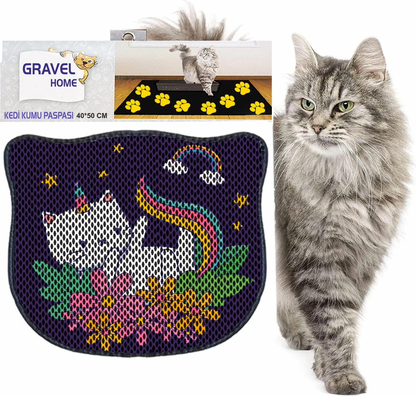 Preproga za mačji pesek, večbarvna, Paws & Whiskers Kdkafa0052, 40x50cm