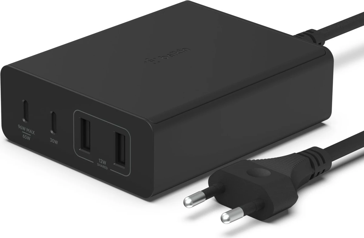 Hitri polnilec Belkin WCH010vfBK, 108 W, 2 x USB-C, iPhone/Galaxy, črn