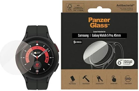 Zaščitno steklo PanzerGlass za Samsung Galaxy Watch 5 Pro 45 mm, antibakterijsko