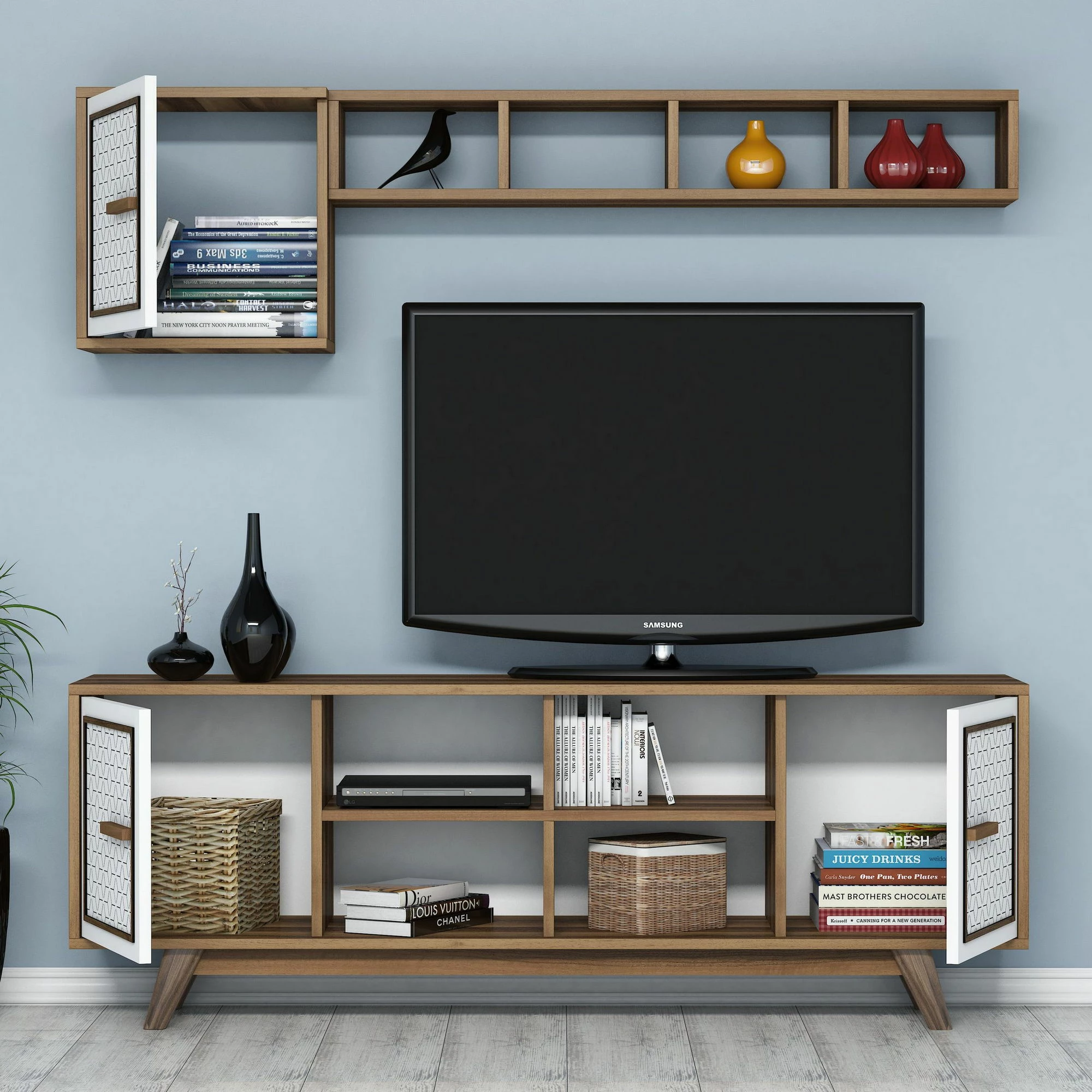 Set pohištva za dnevno sobo Skye Decor Ayla, oreh in bela