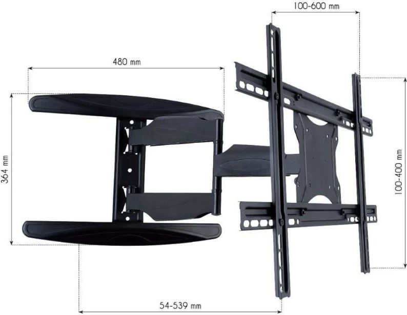 Stenski nosilec za TV 40–65 palcev, Techly 308879, črn