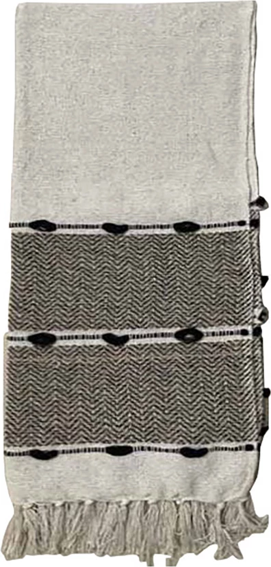 Dekorativna odeja Kayla, bombaž, poliester, bela-bež-črna, 130x170 cm