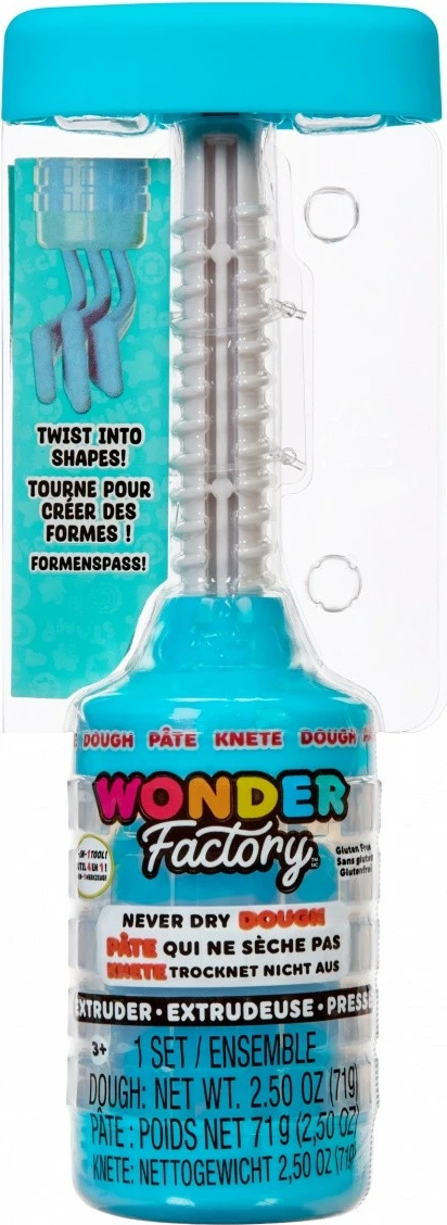 Set modelirne plasteline z ekstruderjem, MGA Wonder Factory Never Dry Dough, modra