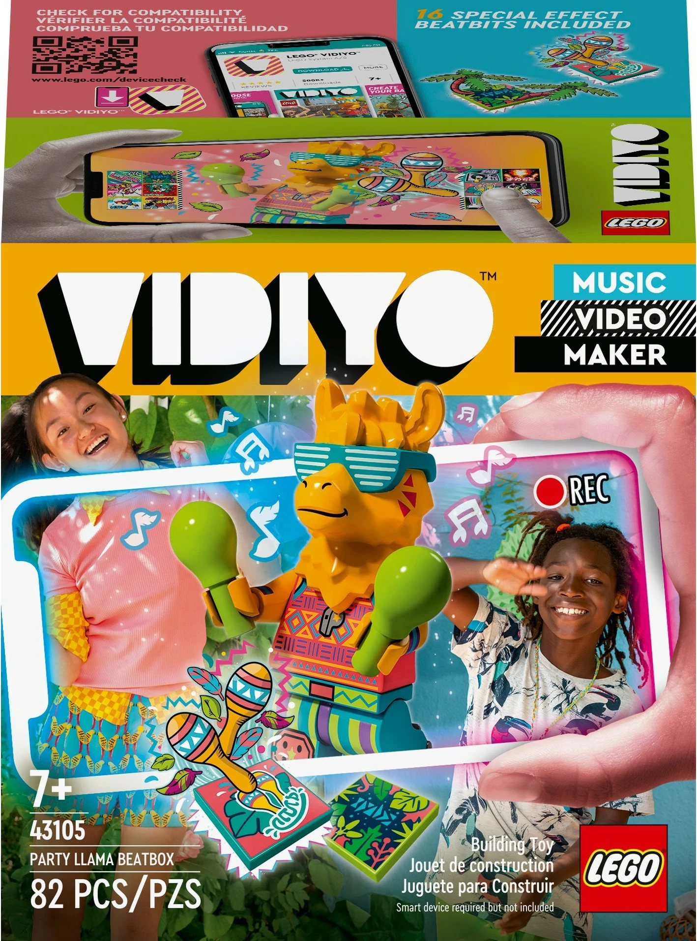 Gradbeni set Party Llama BeatBox LEGO VIDIYO, 82 kosov, večbarven