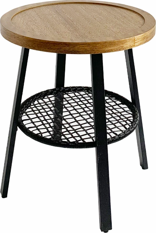 Stranska mizica Filet, naravna/črna, 45x45x52 cm