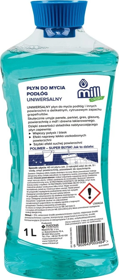 Univerzalni čistilni izdelek za tla MADONIS Mill Clean, 1 L, vonj grenivke