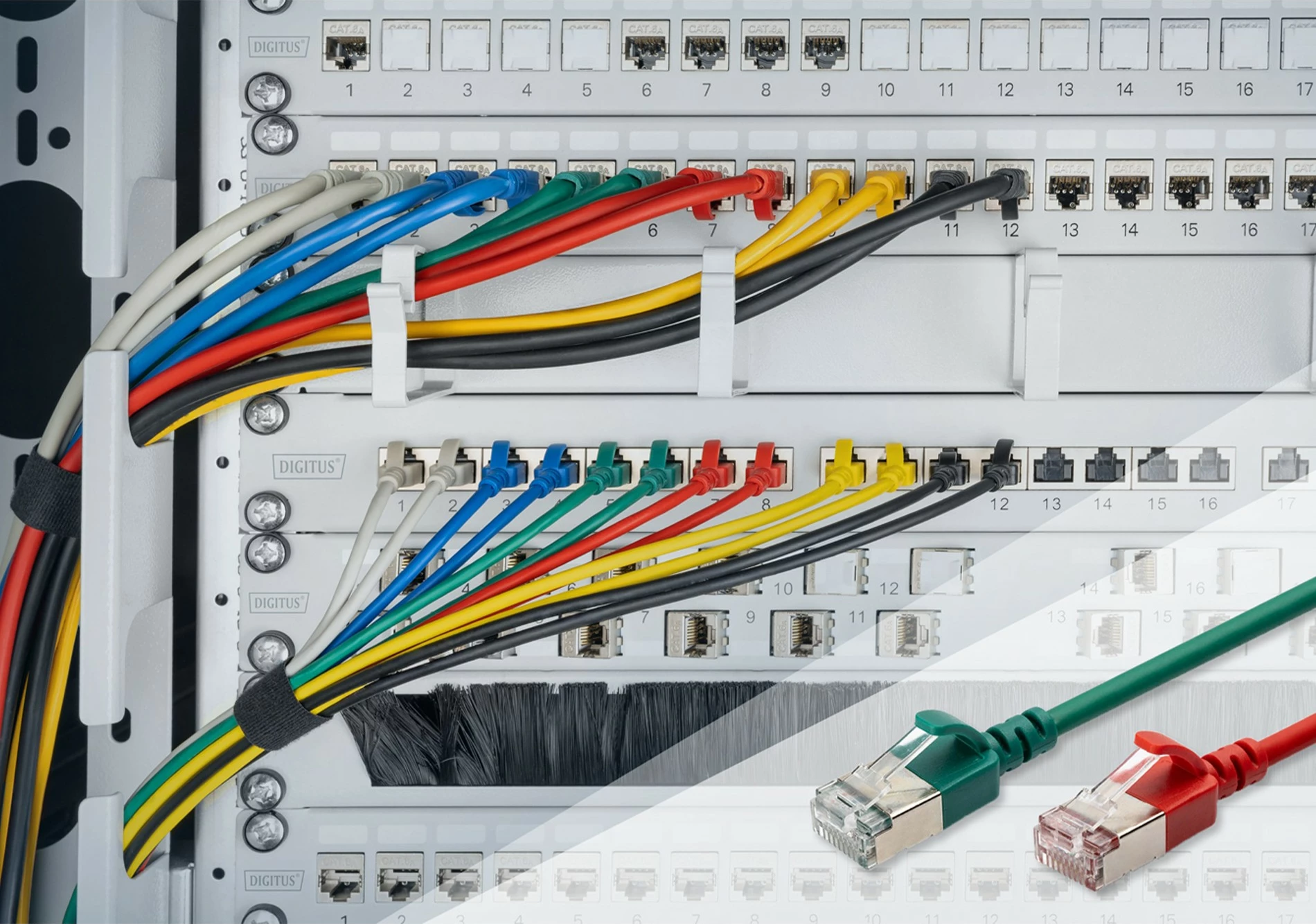 Slim omrežni kabel Cat 6A Digitus, 0,5 m, RJ-45, modra
