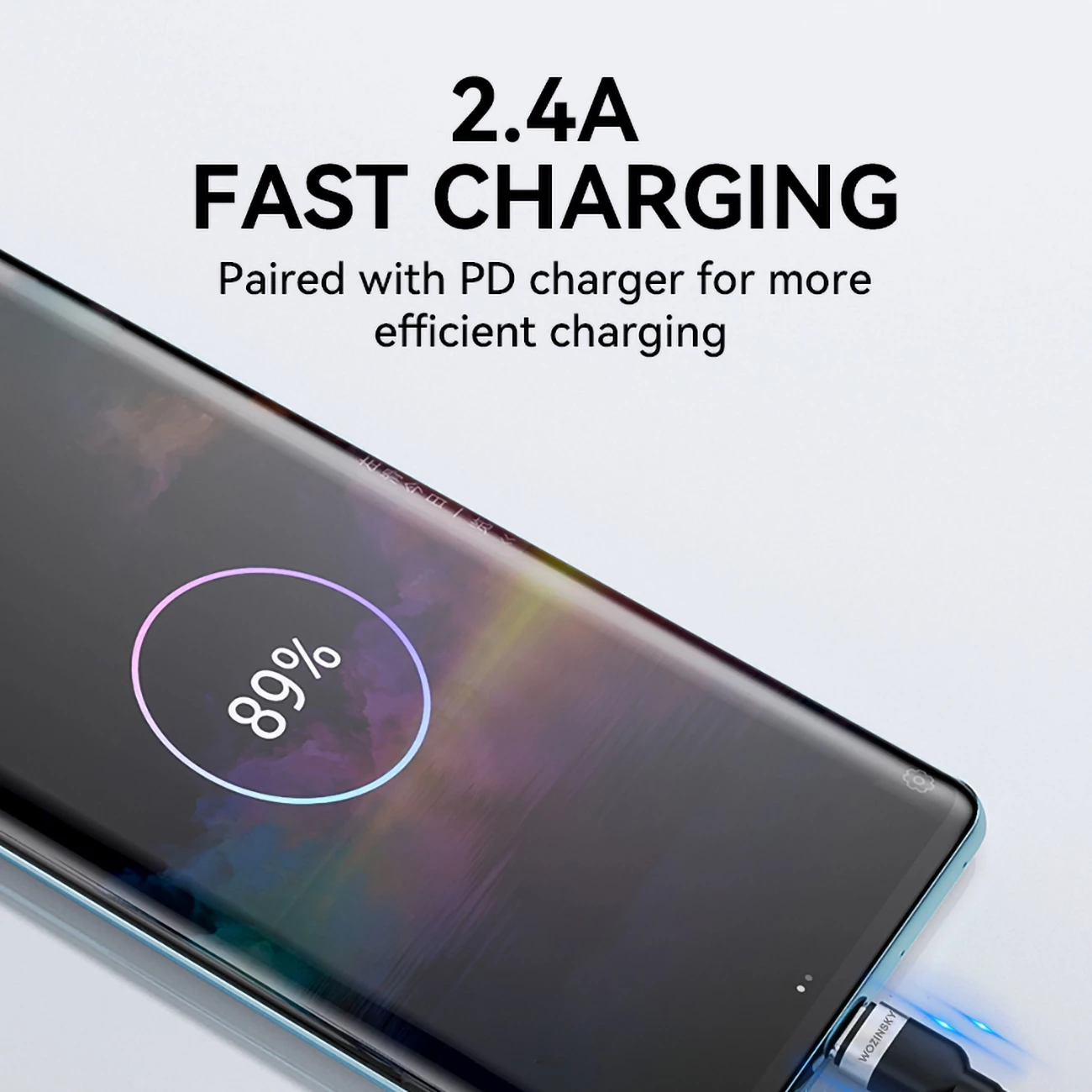 USB kabel Wozinsky WNBAC1, USB-A v USB-C, 1 m, 2,4 A, najlon, črn